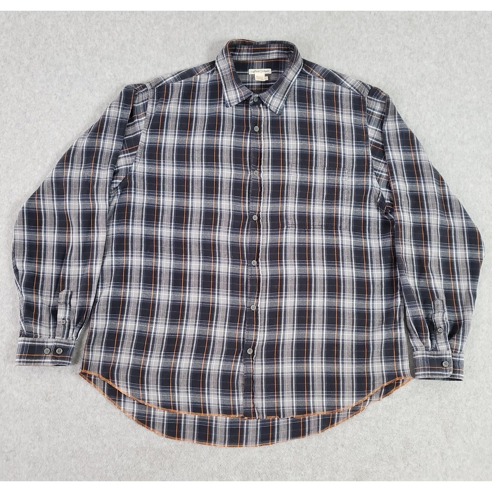 Carbon2Cobalt‎ Shirt Mens Large Blue Plaid Flannel Button Up Long Sleeve Casual
